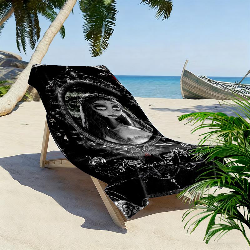 Corpse Bride Print Beach Towel, Large Soft Quick Dry Towel for Beach Camping Swimming