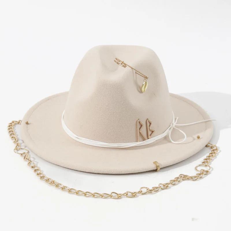 Chain Fedoras Hats for Women Luxury Designer Brand Church Hats Ladies Elegant Wedding Hat