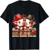 Süßes Cowboy-Schwein-Paar Valentinstag Bauernhoftier Grafik-T-Shirt Lässiges Tägliches Rundhals-T-Shirt