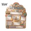 Wooden Message Board for Classroom First Day of School Board, Reusable Erasable Chalkboard Design, Desktop Plate Kids Stable Base Photo Prop