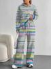 Tie-dye European, American Autumn and Winter 1116 Casual Long-sleeved Suit Women's Hooded Sweater Trousers Two-piece Set Striped