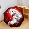 1 PC Automatic Folding Umbrella - Red Rose Horse Pattern, Portable & Foldable Design with 8 Ribs, Christmas Birthday Gifts
