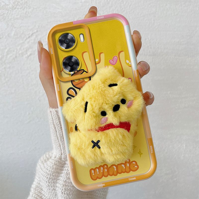 KEYSION Urocze pluszowe etui 3D z kreskówką dla OPPO A57 4G A57 S A77 ze smyczą, silikonowy, wstrząsoodporny pokrowiec na telefon dla Realme Narzo 50 5G