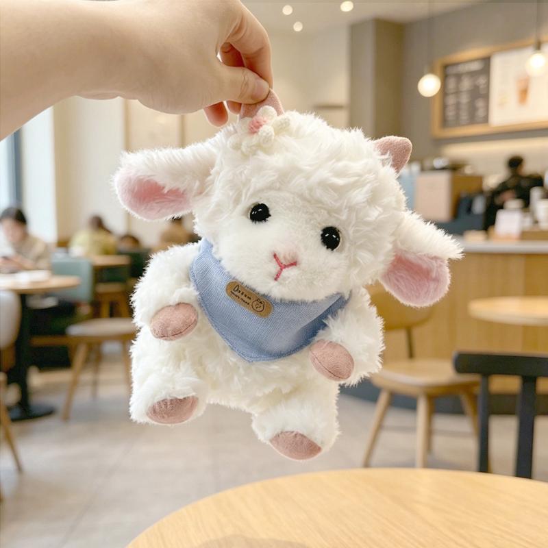 23cm Super Cute Triangle Scarf Lamb Plush Toy Cartoon Fluffy Simulation Lamb Plush Doll Boy Girl Birthday Gift