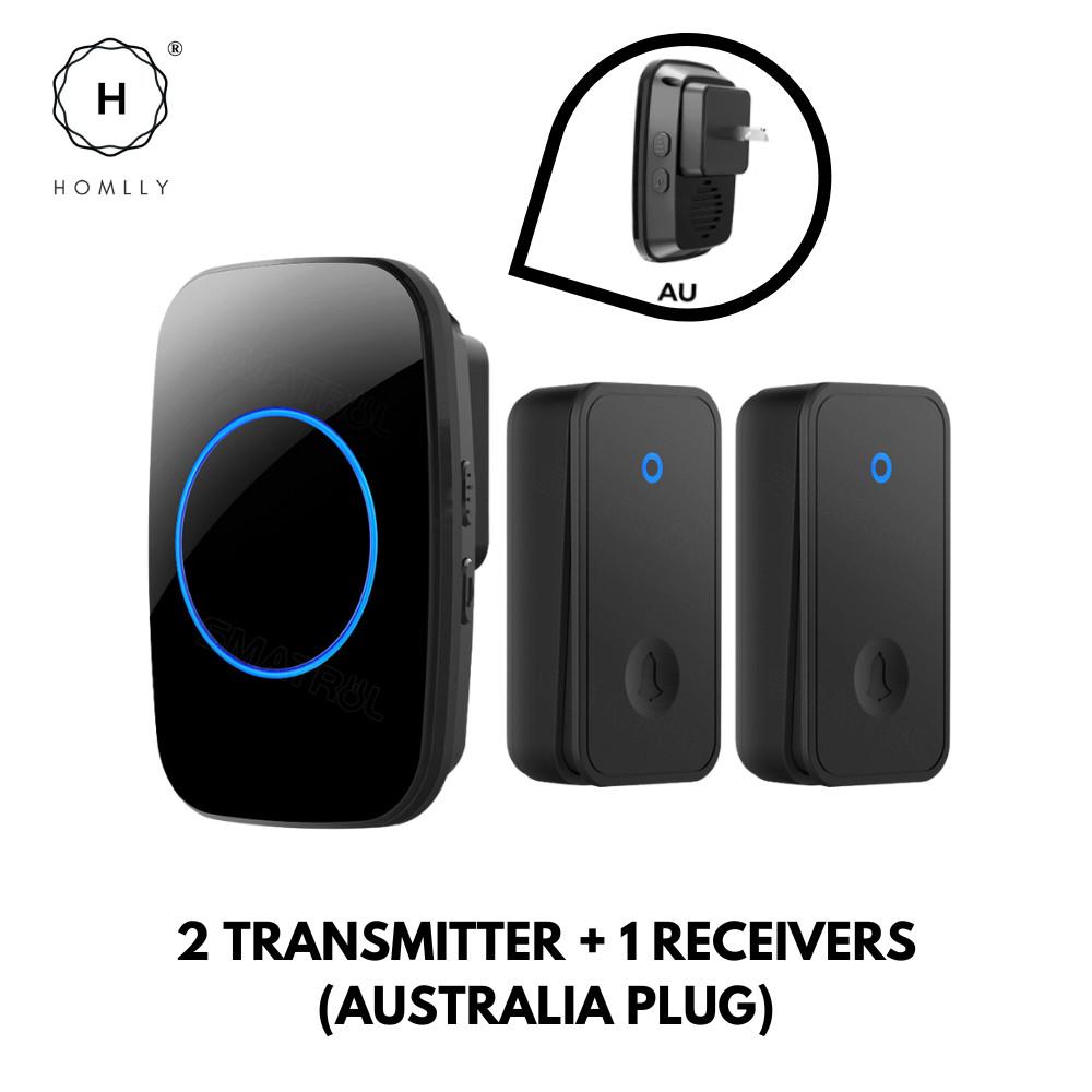 HOMLLY Self-Powered Wireless Waterproof Electric Door Bells with 60 Chimes & 5-Level Volume LED Flash