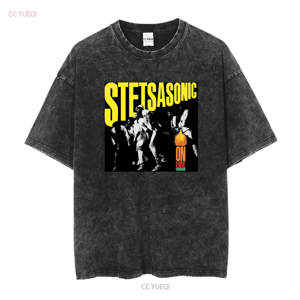 GROUP Stetsasonic HIPHOP Short Slevee Black T Shirt long or sleeves vintage Washed Top For Everyday Wear Versatile Stylish Soft