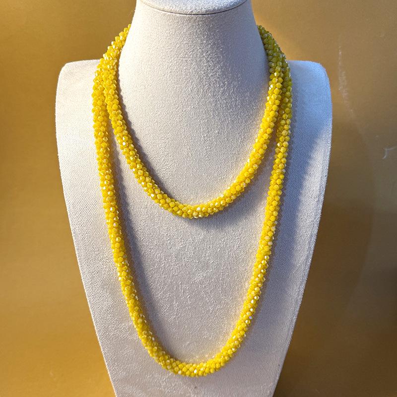 Retro Multi-layer Crystal Long Necklace - Handmade & Versatile Collarbone Chain