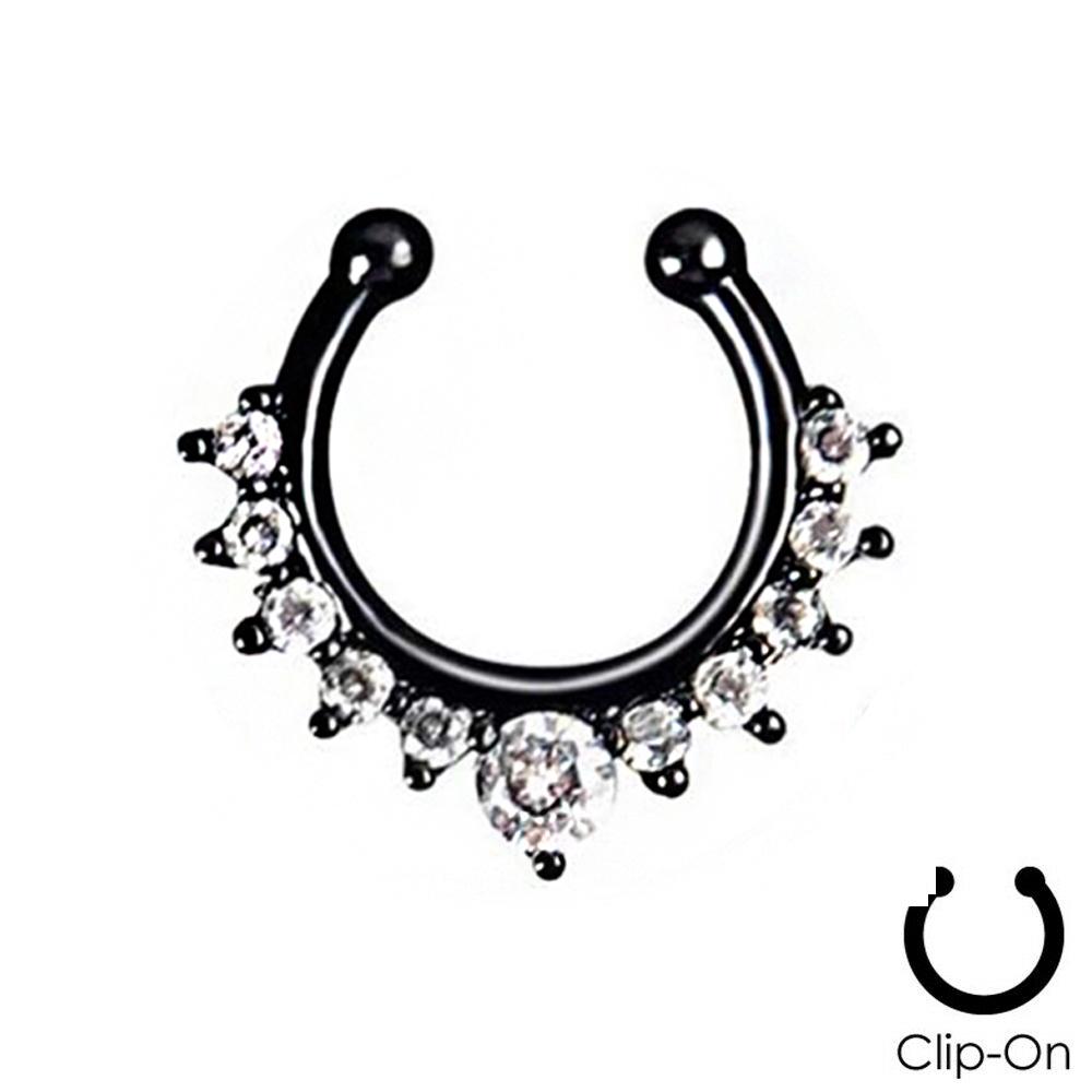 16g Steel Gold CZ Septum Fake Piercing Mix Styles Falso Septum Nose Rings Clickers Men Body Jewelry Piercing Nariz Daith Helix