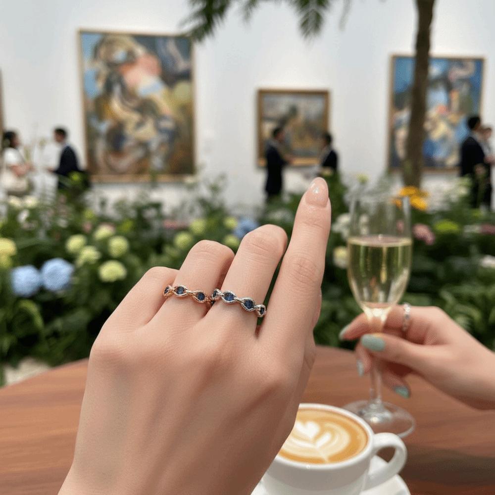 Adjustable Open Ring Sapphire Blue Women's Jewelry Fashion Evil Eye Ring  for Daily Wear and Prom