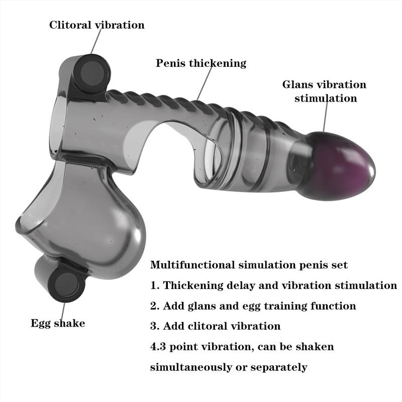 Penis Enlargement Vibration Penis Condom Condom Reusable Male Condom Sex Toy Men Strap Delay Ejaculation Adult Sex Products
