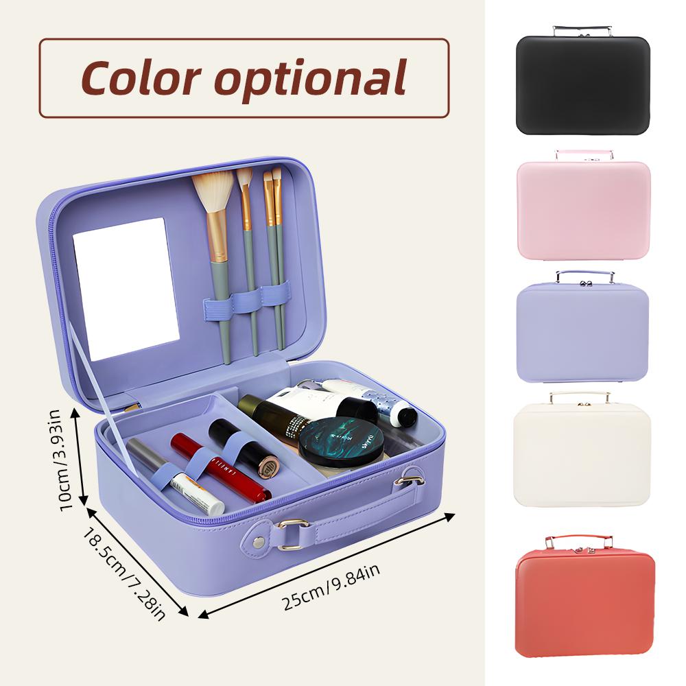 Reise-Make-up-Koffer mit Spiegel - Unterteilbarer Kosmetik-Make-up-Koffer für den Zug Wasserdichte PU-Schale