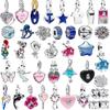 New Original 925 Silver Charms Butterfly Flower Heart Fish Beads Pendant Bracelets Necklaces Womens DIY Jewelry Gift