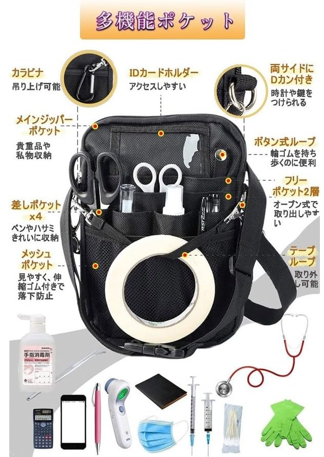 Nurse Waist Pouch for Caregivers Pouch, Small, Lightweight, (Navy Blue)