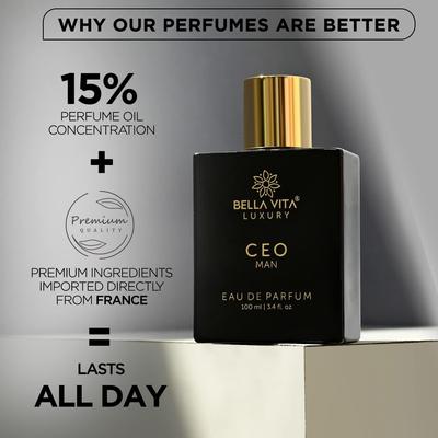 Bella Vita Luxury CEO MAN Eau de Parfum Parfüm für Männer mit Zitrone, Lavendel, Tonka und Adlerholz | Holziger und würziger, langanhaltender EDP-Duft, 100 ml