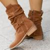 Winter New Women Boots Large Low Heel 40 43 Suede Ankle Boots Brown Long Boots Comfortable Casual