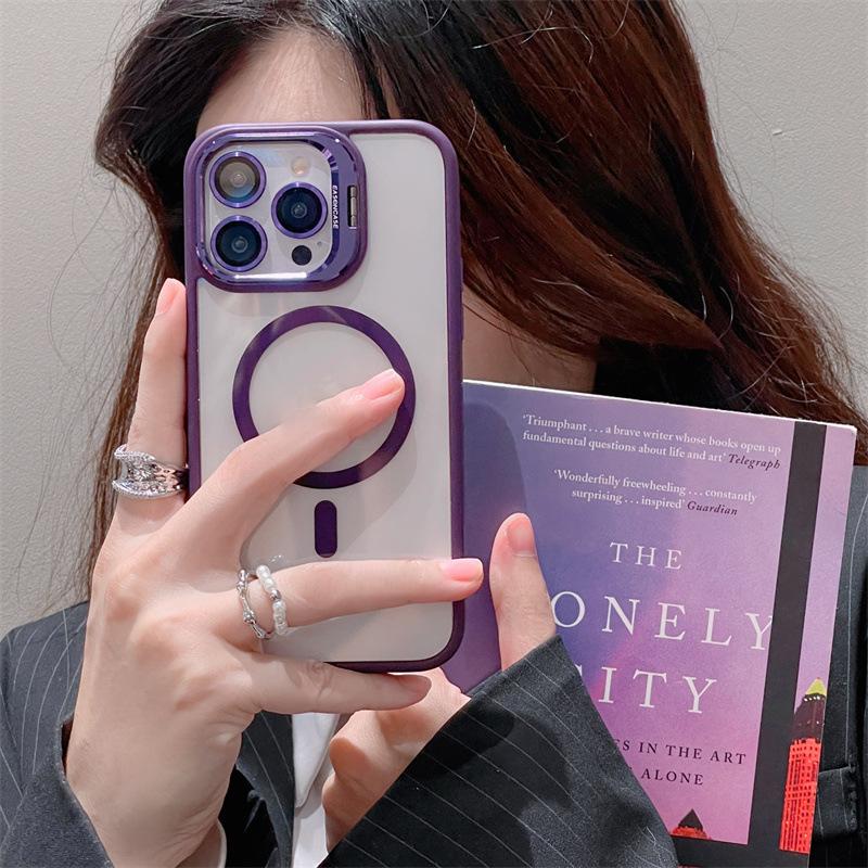 Applicable To IPhone 15 Mobile Phone Case Magnetic Lens Film Apple 16 Promax Protective Case 14 Invisible Bracket