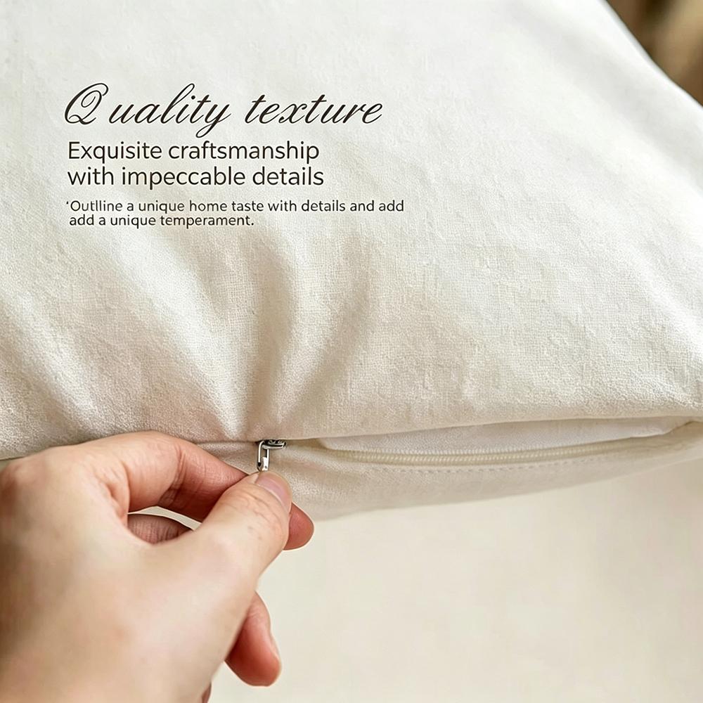 H-Hajime Okamoto Cushion Cover Natural Linen Pillowcase Set, All-In-One Decor For Sofa, Bedroom & Chair