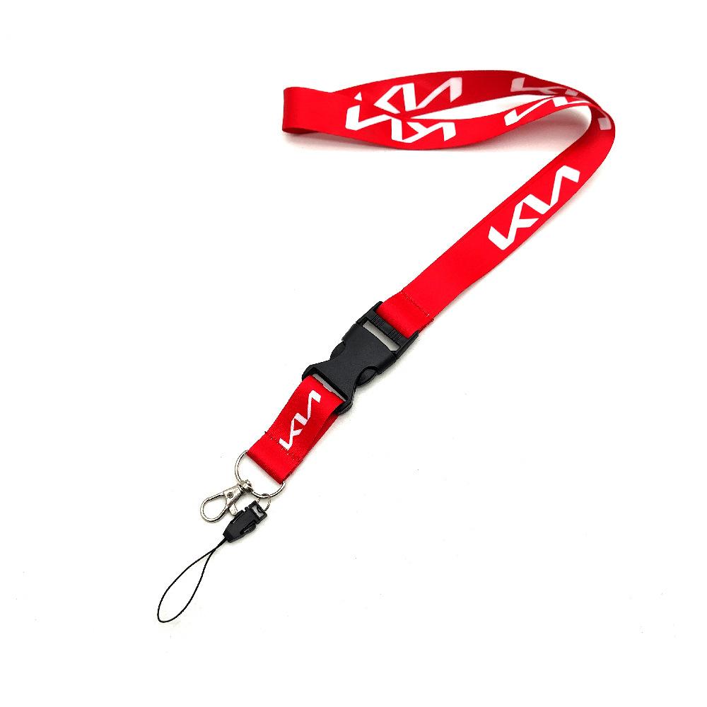 ABCDEK1 Car Keychain Neck Wear ID Card Pass Lanyard Black Nylon Long Keyring Ribbon For KIA KN Ceed Sportage Soul Sorento Optima Picanto