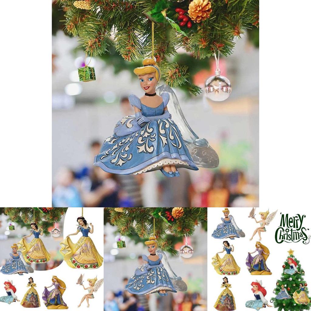 Delightful Snow White Ariel Belle Rapunzel Acrylic Pendant Ornaments Xmas Tree Decor