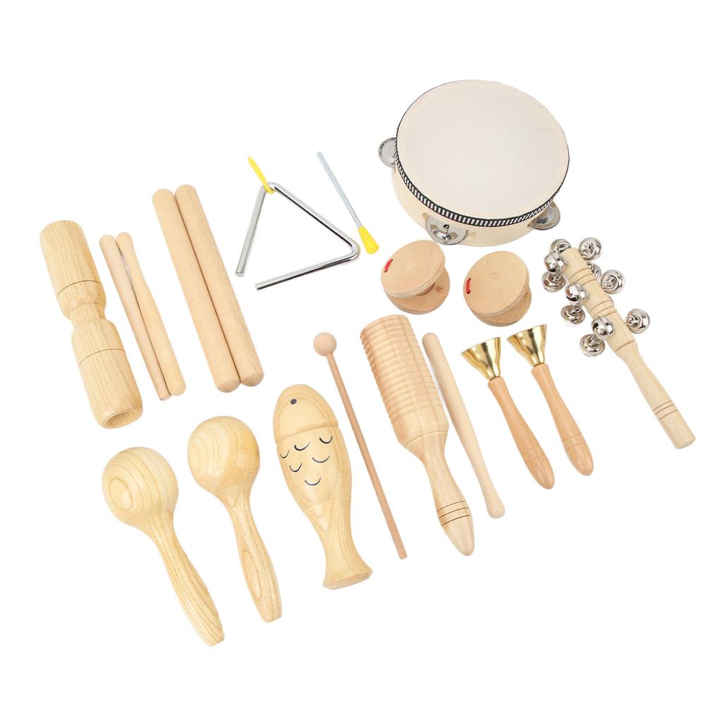 10 ks Sada Hudební bicí nástroje Dřevěné Nerezové Dětské hudební nástroje