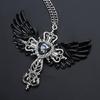European and American Street Blue Gem Angel Crossed Clavicle Chain Necklace