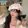 Solid Color Bow Flower Beret Cotton Painter Hat Cute Octagonal Cap  Girl