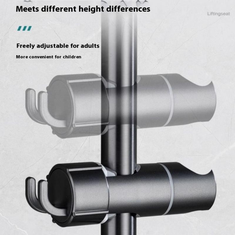 Abs Adjustable Shower Head Holder Shower Holder Clamp Showerhead Rail Slide Bracket Bathroom Accessories Rotation Hook Design