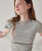 RONRON Rose Ribbon Point Slim Crop T Shirt Melange Gray