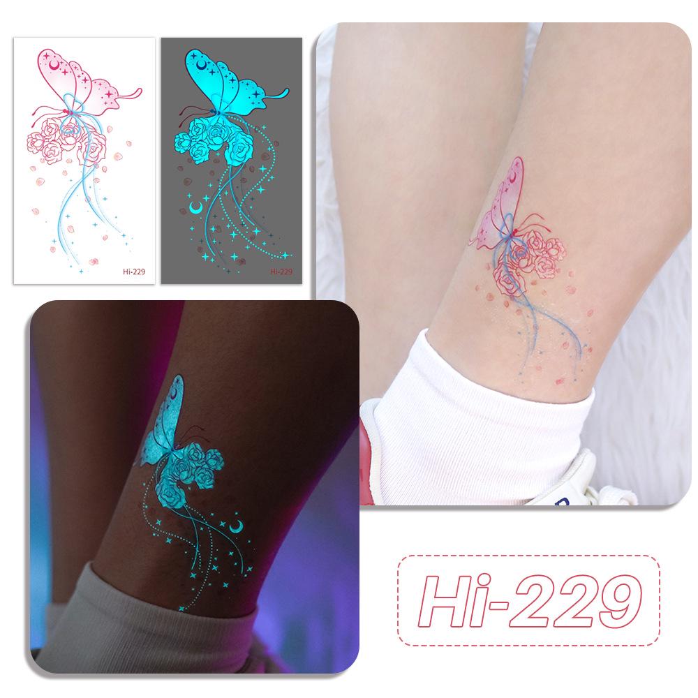 Rikaron Waterproof Luminous Butterfly Tattoo Stickers - Long-lasting, Realistic, Simple Japanese Washable Design for Dopamine Aesthetic.
