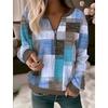 HNXC Women's Fashion Casual Autumn Winter Long Sleeve Zip Collar Blouses & Shirts