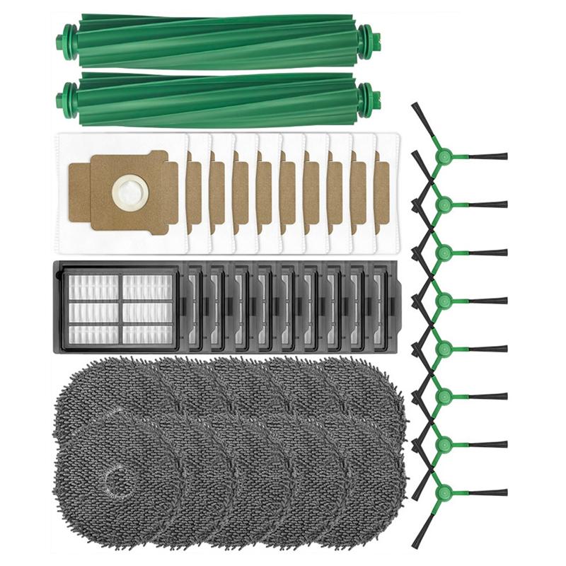 A65T-Accessories Replacement Kit For Irobot Romba Plus 405/505 Combo- Main Brush, Side Brush, Hepa Filter, Mop Dust Bag Set