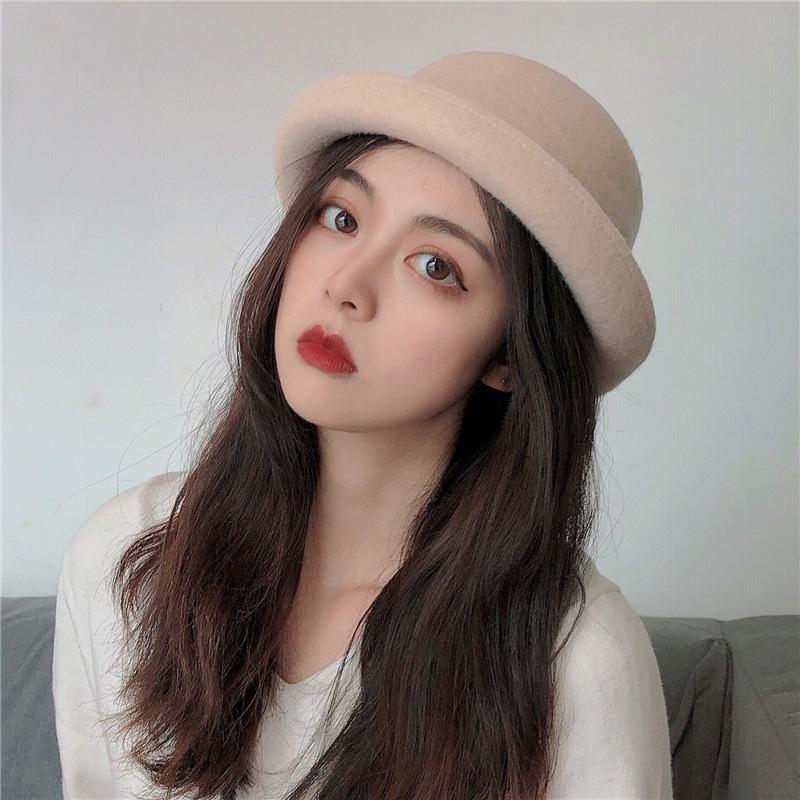 Retro Woolen Top Hat Autumn British Literature and Art Cute Playful Age-reducing Casual Versatile Crimping Basin Hat Tide