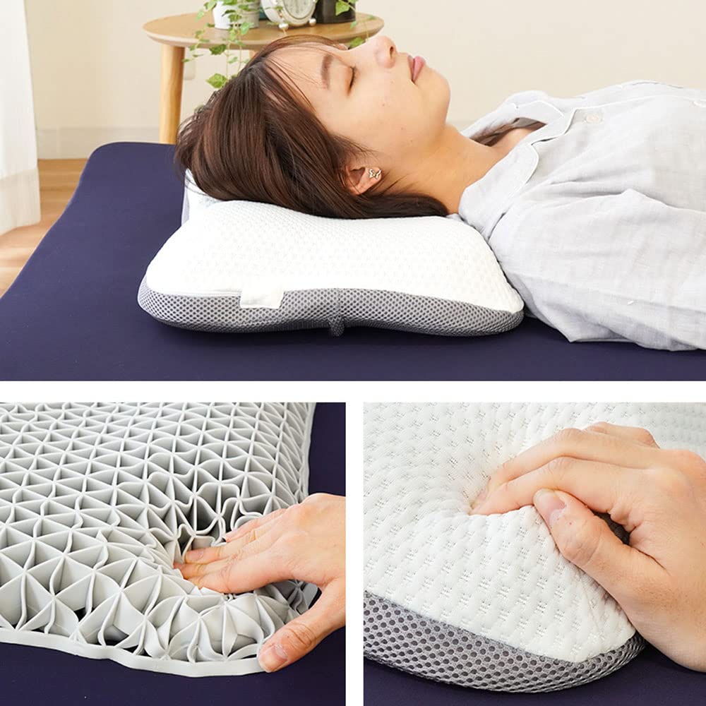 Gel Pillow [A New Zero-Gravity Feeling] Zero-Gravity Pillow GRAVITY TECH Type 2 Smooth Fit, Approx. 55 x 36 x 6 cm, with Height Adjustment Sheet,