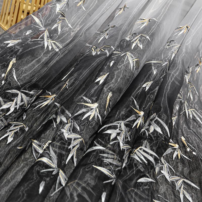 

150X100cm Chinese Style Bamboo Embroidery Chiffon Fabric Soft Tulle Yarn For Diy Sewing Ancient Costume Hanfu Dress Skirts 100x150cm