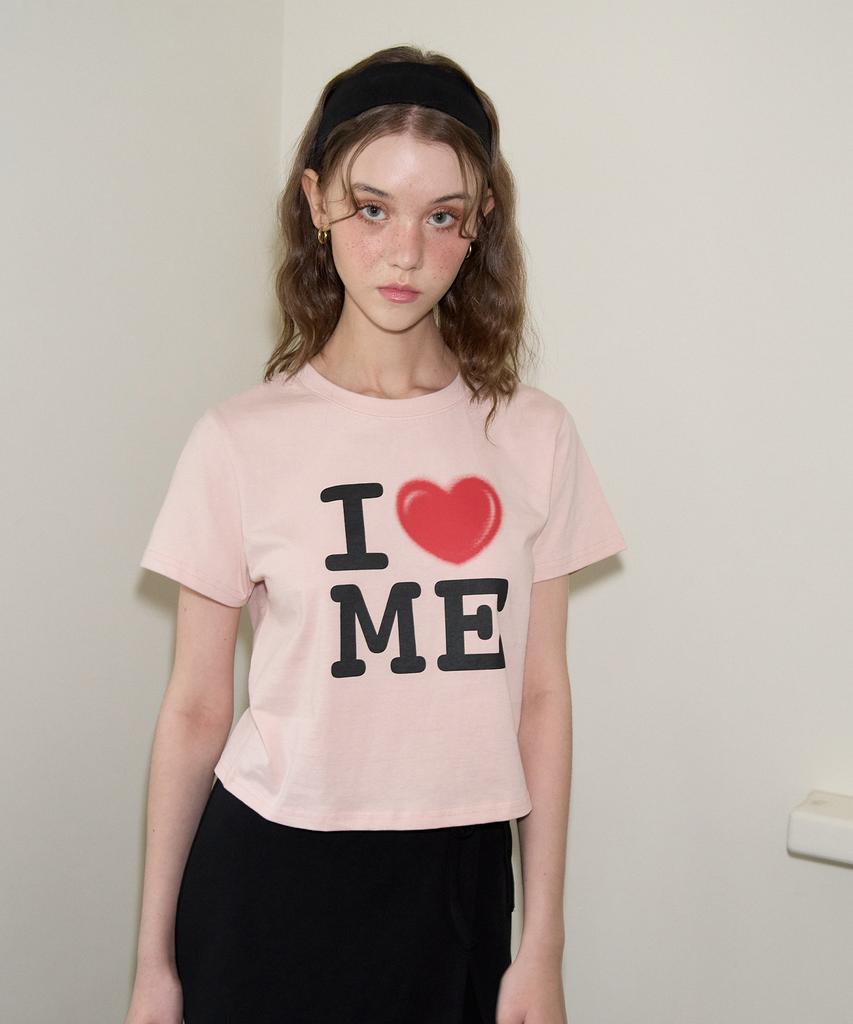 SALON DE YOHN I Love Me Crop T_ Pink