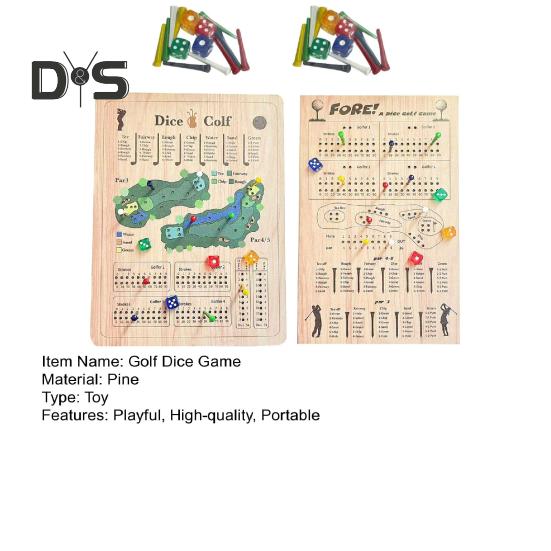 Golf-Würfelspiel, Holz-Tisch-Golf-Würfel-Brettspiel-Set für Golfer, Freunde, Kinder, tragbares Golftablett mit Putting Green für Zuhause, Reisen, Camping, Party