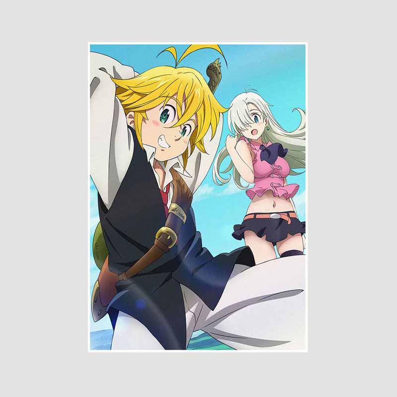 White Paper Anime Posters and Prints Vintage The Seven Deadly Sins Poster Art Painting Home Decor Pictures Bedroom Bar Dorm Decoration Mural