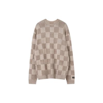 Levis Karierter Rundhals-Pullover Lässiger Langarm-Pullover Herrenpullover Braun A3107-0000