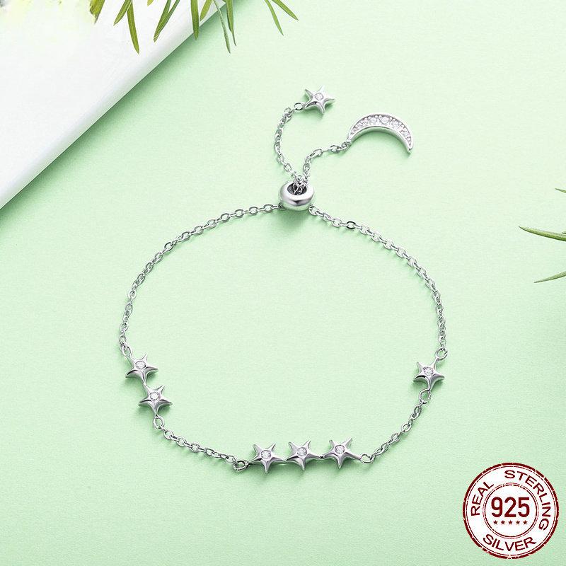 New Sterling Silver S925 Korean Style Simple Star-shaped Bracelet for Women Platinum-plated Creative Bracelet Jewelry