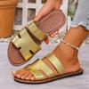Flat bottom women's one-word sandals 2025 large size summer new round head comfortable flat bottom one-pedal cool slippers