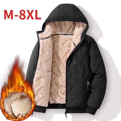 Winter Cotton-padded Jacket Men's Plus Size 8XL  Men's Hooded Down Cotton-padded Jacket Plus Velvet Thick Warm Cotton Parka