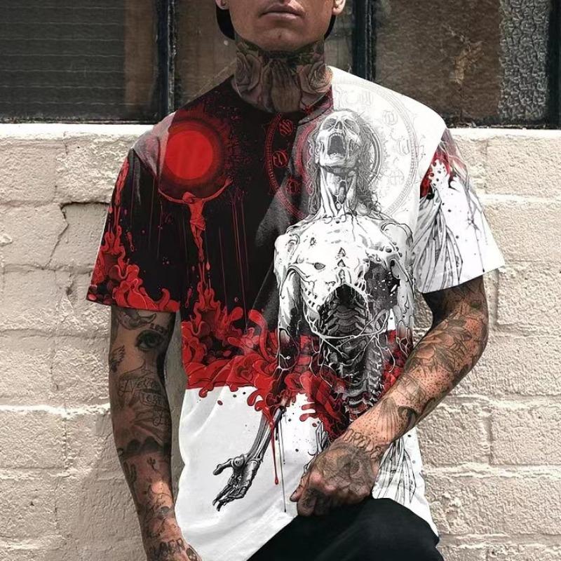 Retro Casual Men's 3D Printed T-shirt Short Sleeved Round Neck Shirt for Spring Summer Clothing T-Shirts Men’s