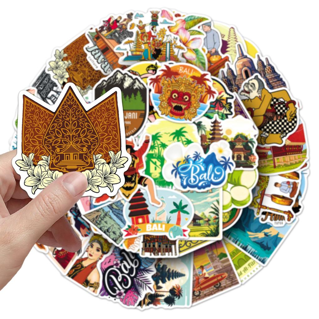 50/100 Pezzi Indonesia Paesaggi Esterni Cultura Viaggio Adesivi Fai da Te per Valigia Telefono Casco Passeggino Tazza Cartella Diario Decalcomanie