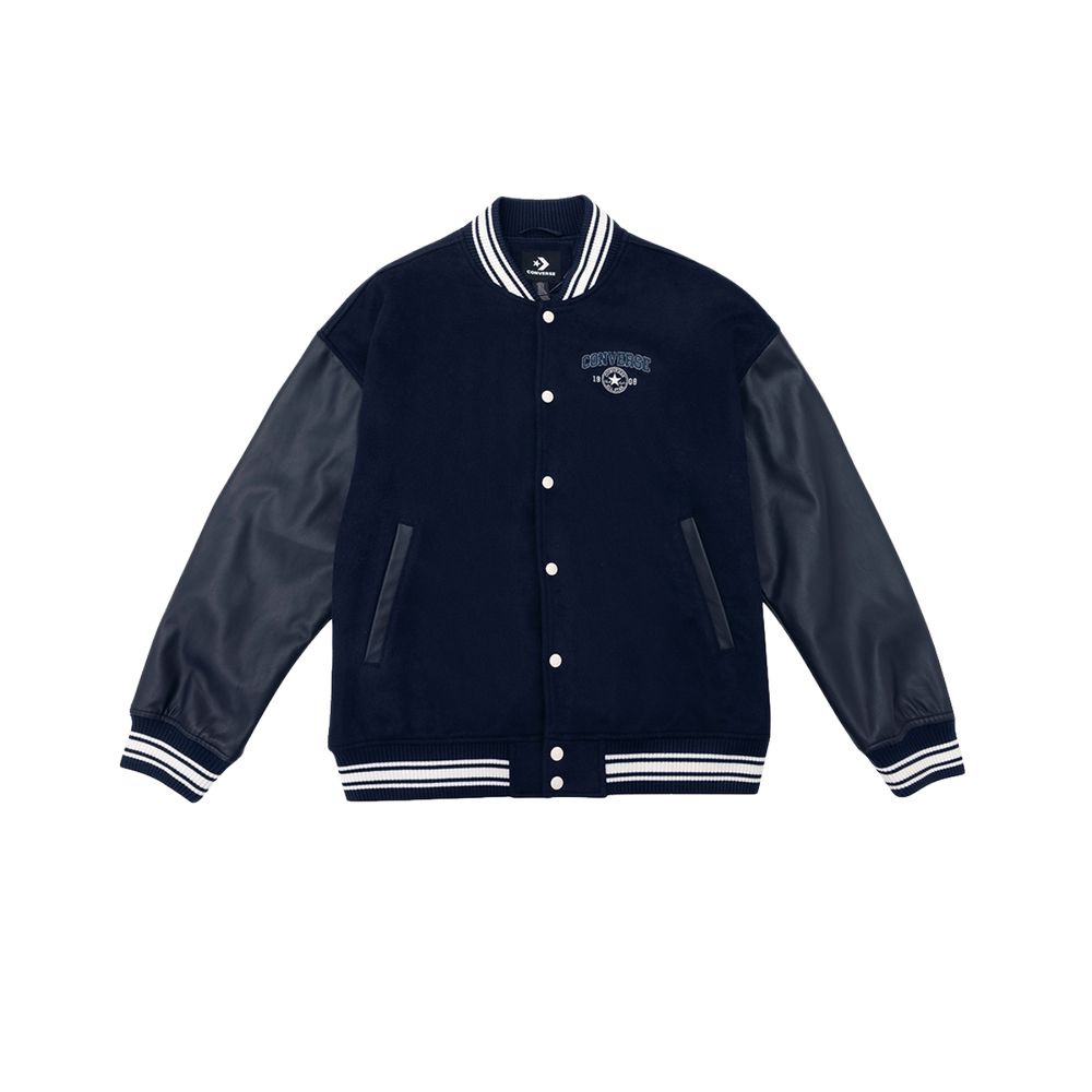 Converse Puffer Jackets Unisex Marine Blue Baseball Collar Moderate UCJ695-695 XL
