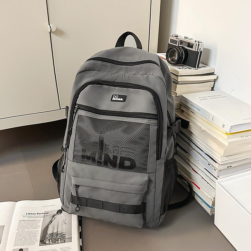School bag high value letter backpack couple solid color casual simple light outdoor commuting large capacity