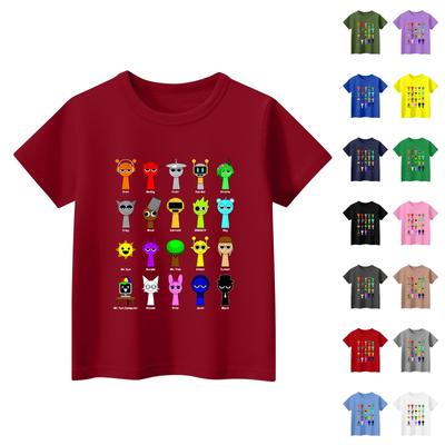Children's Short Sleeve Tops Casual Print T Shirt Round Neck Pullover Blouse
