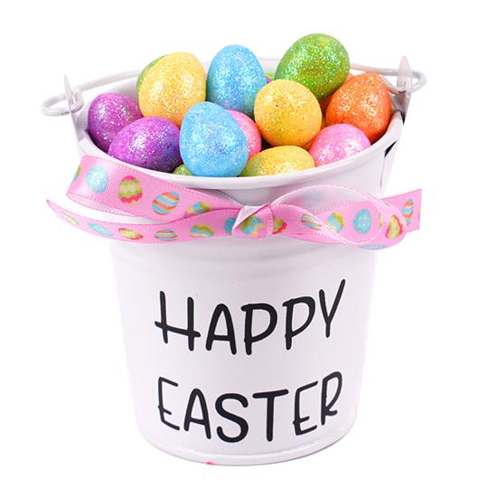 Mini påskfestdekoration Miniatyrjärnhinkprydnad med skumägg/morötter för vårfestpresenter DIY-hantverk