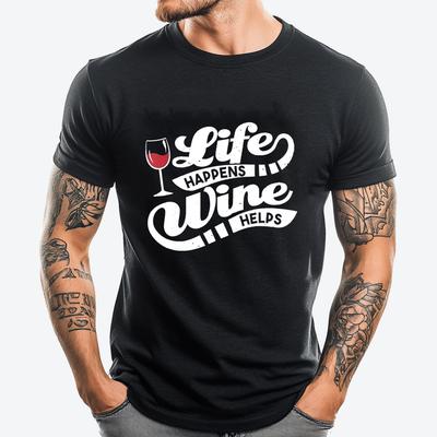 Life Happens Wine Helps Funny Wine Quote Wholesale Tshirts 100 Pcs Mens Clothing 2025 Tops  Tees