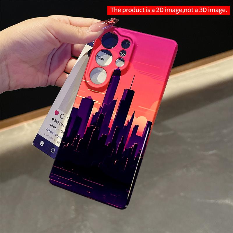 2DFlat Samsung Phone Case Purple Sunset City Skyline Phone Case Applicable To Galaxy S22 S23 S24 S25ULTRA S26 A12 A13 A14 A15 A16