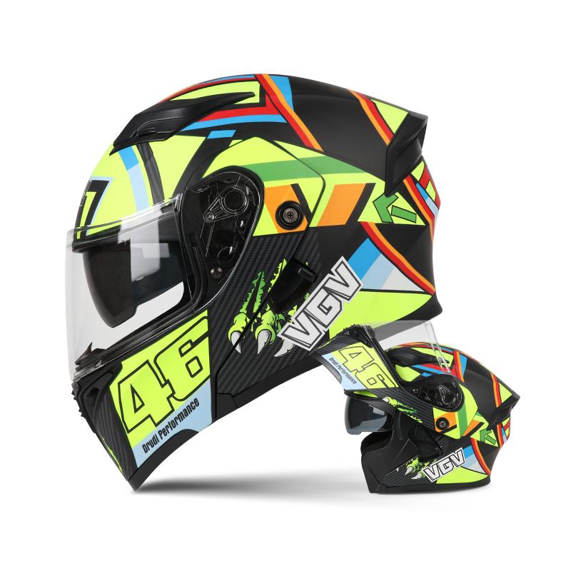 

VGV Персонализированный мотоциклетный шлем-фулфейс Мужской Женский Модный Шлемы с двойным визором Мотокросс Гоночный Модульный откидной Casco Moto XXL